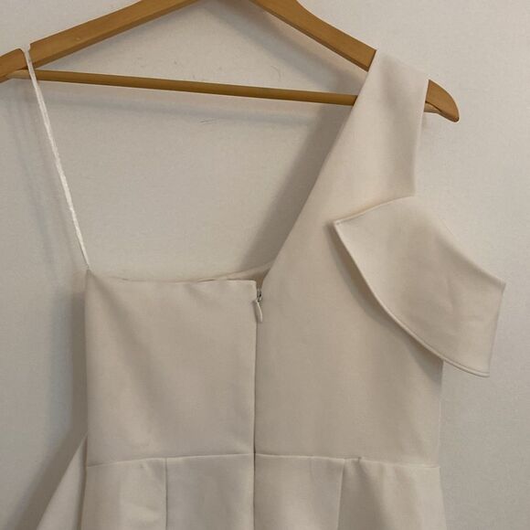 BCBG White Ruffled One Shoulder Mini Dress Size 8 - Picture 6 of 14